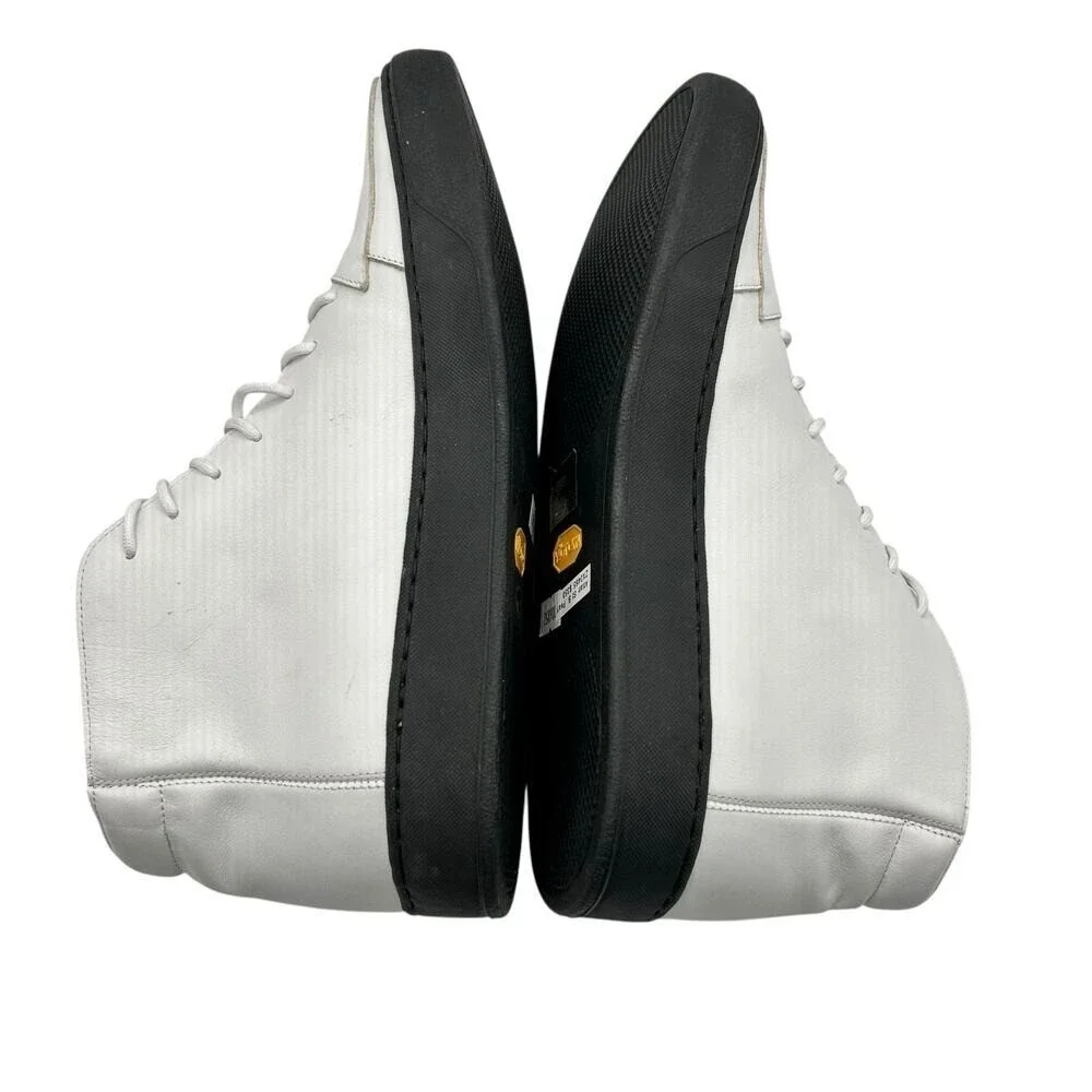 Rodd & Gunn White Leather High Top Sneakers with Black Vibram Soles Size EU 41
